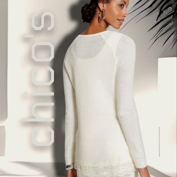 Chico's  Ivory sweater L sz 2 - Picture 3 of 13